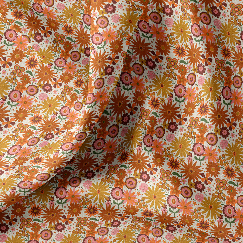 Printed Cotton CHICOREE Orange / Yellow
